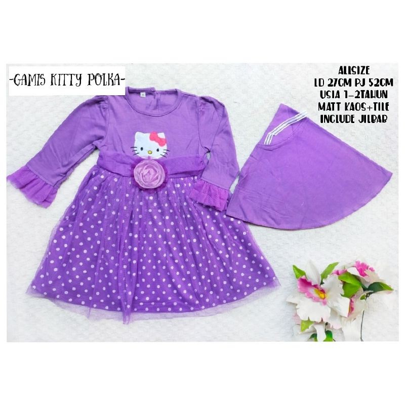 gamis anak hello Kitty polkadot tutu 1-2 tahun