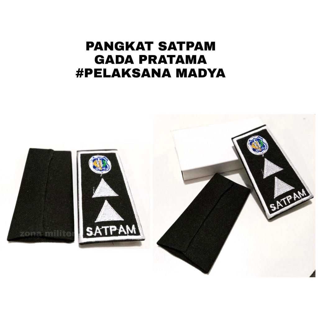 Pangkat Security TERBARU PELAKSANA GADA PRATAMA SEGITIGA DUA PUTIH  Pangkat Satpam Terbaru bordir