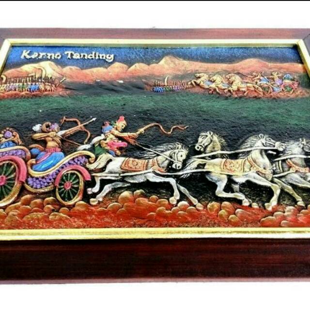 TERMURAH! Lukisan Timbul 3D Relief Gambar Andong Kereta Kuda &quot;Karno Tanding&quot; 42x32 cm DEKORASI RUMAH