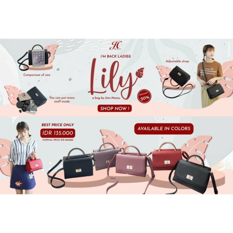 LILY BAG JIMS HONEY Tas Selempang Cantik Fashion Wanita Cewek Import JH Ori Murah