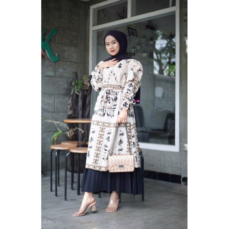 tunik smoke tangan balon termurah by floating extu original