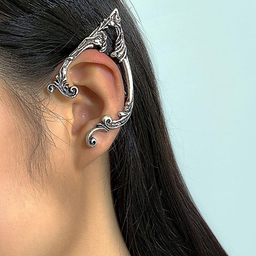 Nickolas1 Gothic Elves Manset Telinga Kepribadian Hip Hop Ear Hook Warna Solid Klip Anting Alloy Korea Klip Tulang Telinga