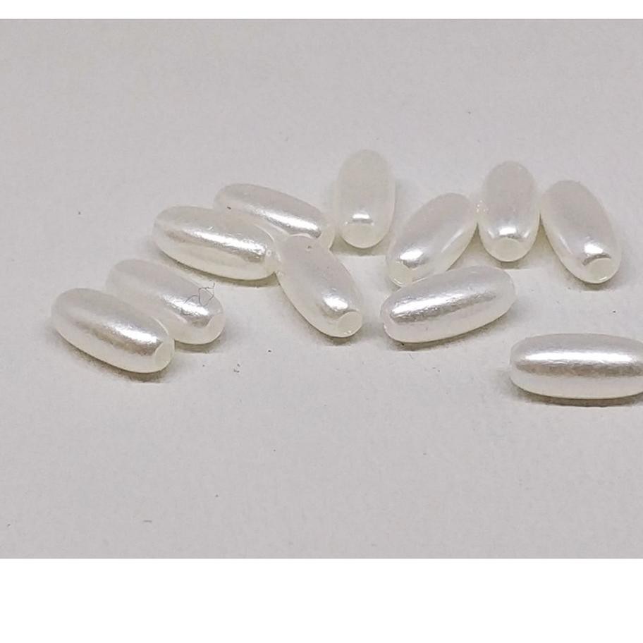 

BIG SALE Payet Mutiara beads Padi / Beras 3x6, White / Broken white 100 gr