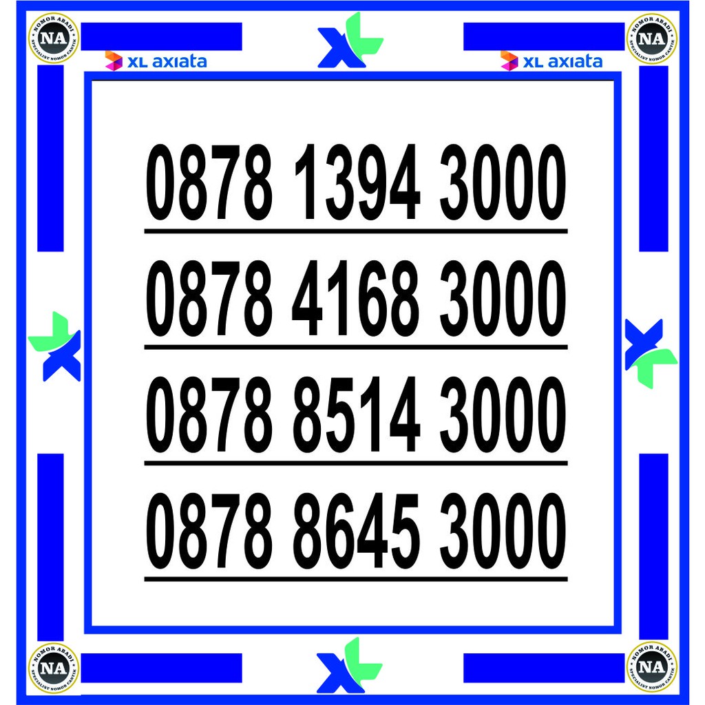 NOMOR CANTIK XL 4G 3000 H120