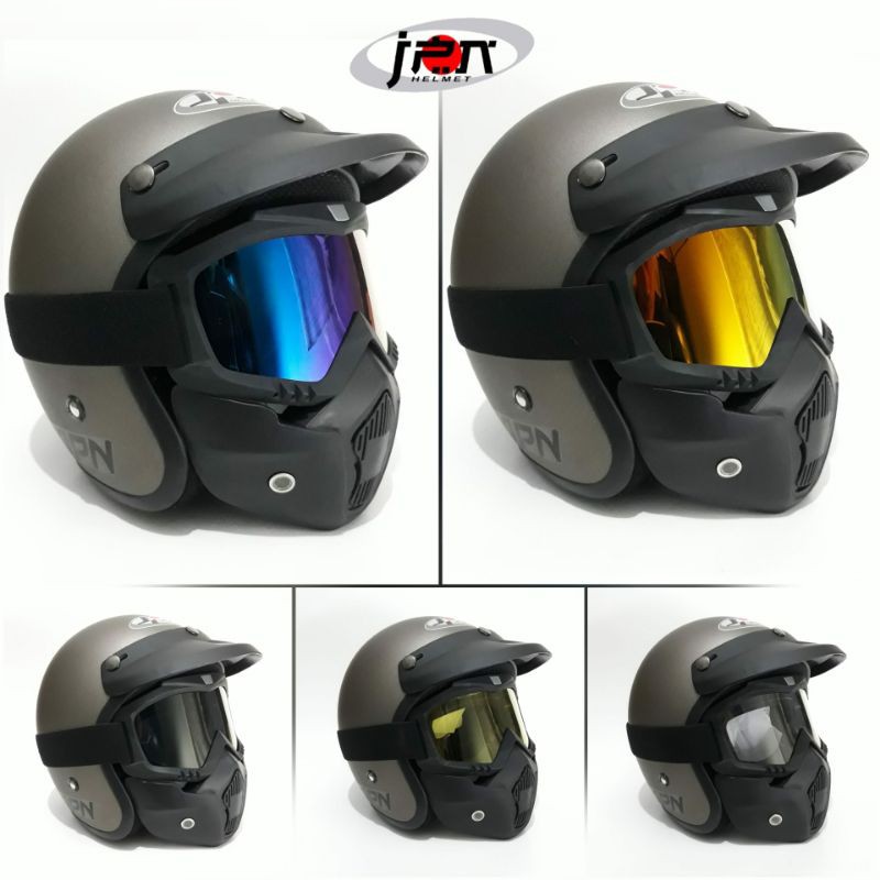 Helm Bogo JPN + Goggle Mask abu granito doff