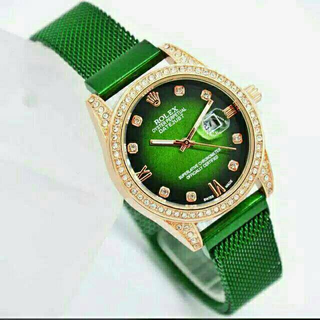 Terima Cod)Jam Tangan Wanita Rolex Magnet Tanggal Aktif (Dikirim Dari Jakarta )