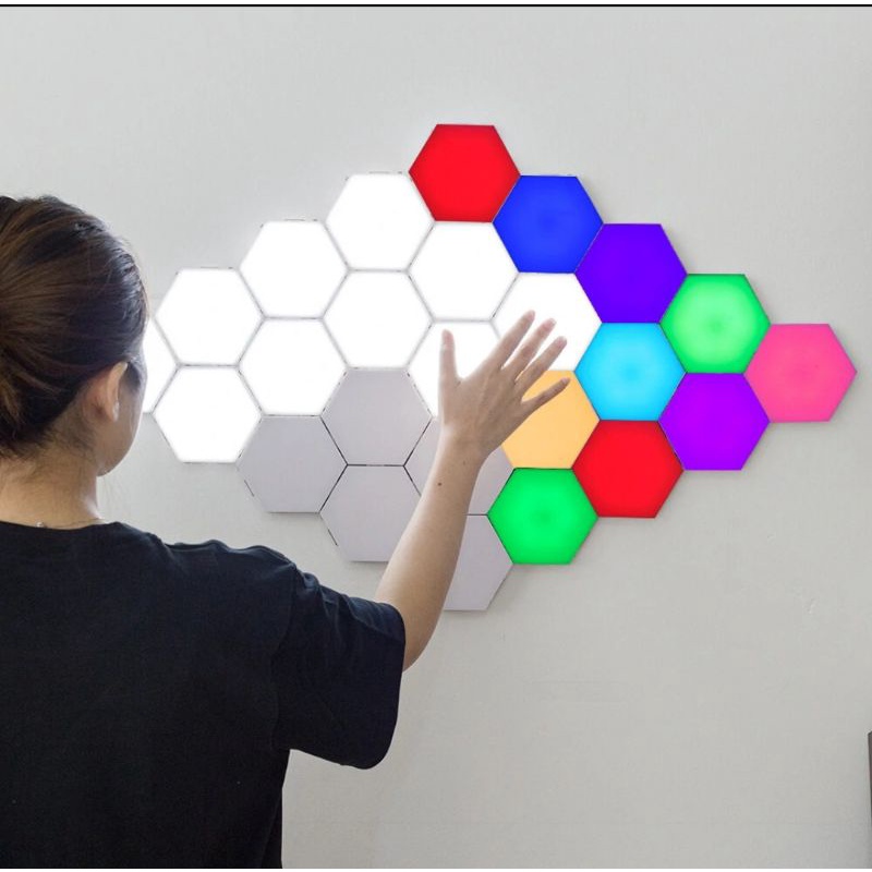 Hexagonal LED RGB 8pcs Light Touch Control and Remote Control Dekorasi Kamar
