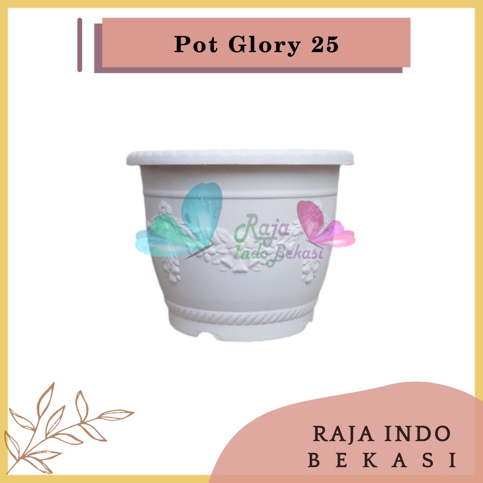 Pot Shallom Kb Glory 25 Putih Motif Pot 25 Plastik 25 Glory Vas Bunga Putih Pot Tanaman Hias