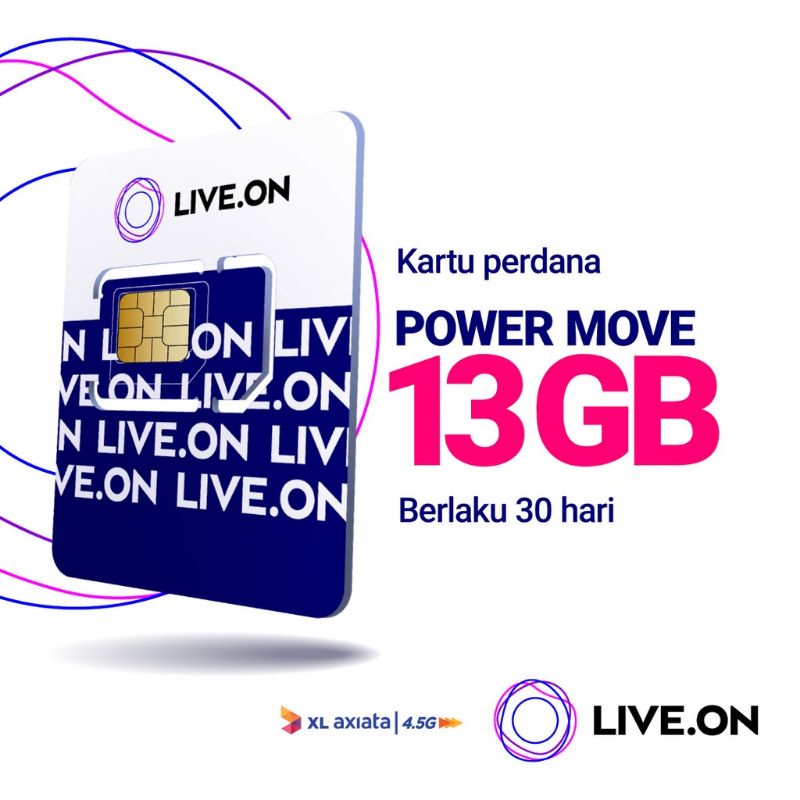 Kartu Perdana 4G Live.On XL Paket Data 30 Hari 13GB 26GB 31GB 56GB Murah Full Kuota Utama 24 Jam Tan