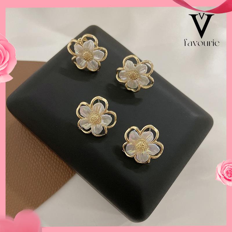 [COD]Simple Retro Super Fairy Double Layer Flower Earrings Wanita Anting Fashion Pribadi-FA