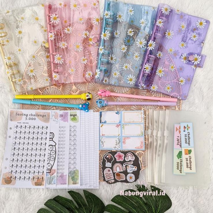 

ヰ A6 BINDER KEUANGAN / MONEY BINDER / Paket binder sinking fund / binder A6 / binder sequin daisy hologram / ziplock / zipper pocket ヴ