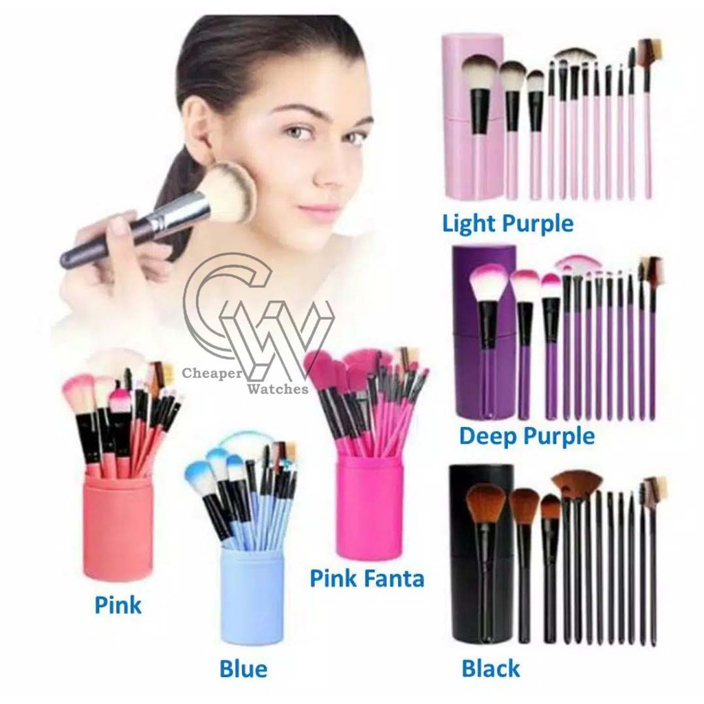 Cheaper-Kuas Make Up Tabung 12pcs Make Up Brush 12 Set In 1 Tube Import Murah