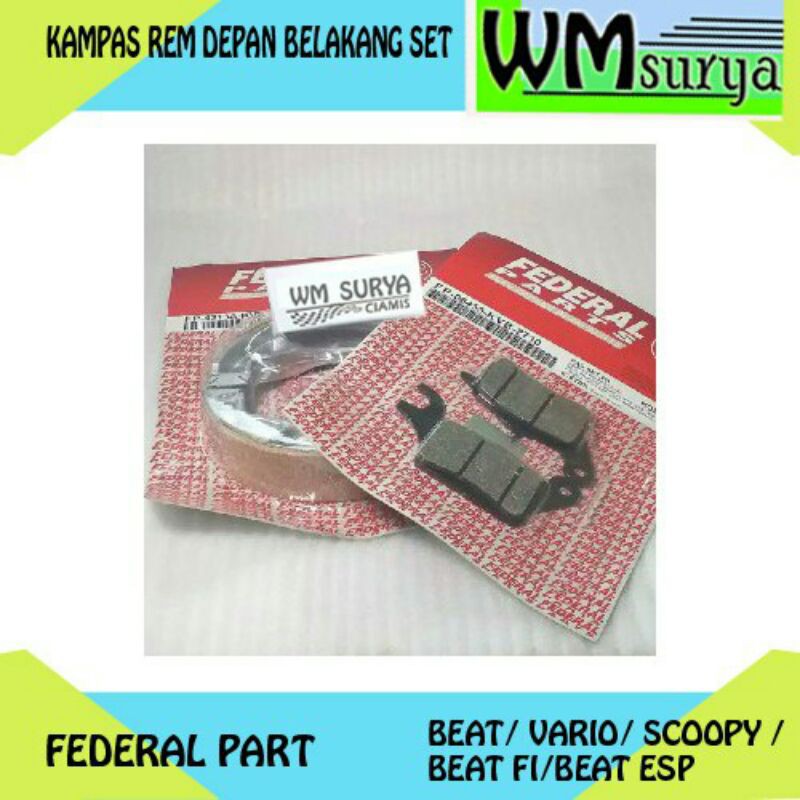KAMPAS REM DEPAN BELAKANG SET BEAT VARIO SCOOPY BEAT FI BEAT ESP ORIGINAL