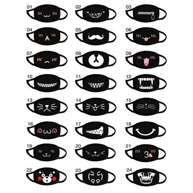 Masker Hitam emoticon emoji black dust mask motor anti debu kain cosplay lolita lucu