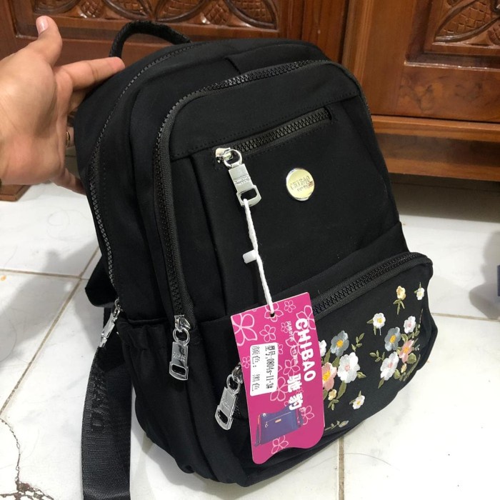 Tas Ransel Wanita  100% Motif Bunga Merk Chibao Backpack Tas Gendong Promo Model Terbaru Best Seller