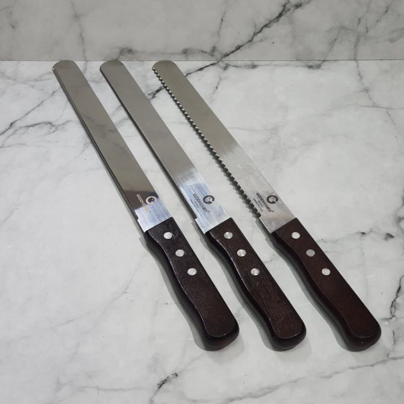 goodyes stainless kitchen cake bread knife with wooden handle /pisau dapur / pisau kue