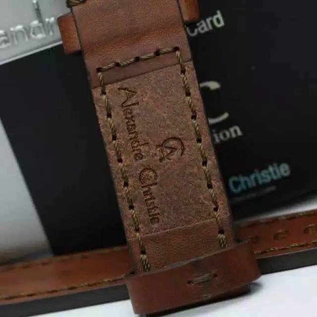 Tali kulit jam tangan alexandre christie man ukuran 24 original coklat