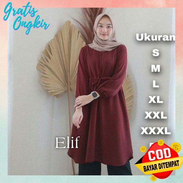 Bj Tonik Fashion Muslim Tuniq Cewek Dewasa Cantik Baju Atasan Tunik Kerja Kantor Bsju Long Thunik Le