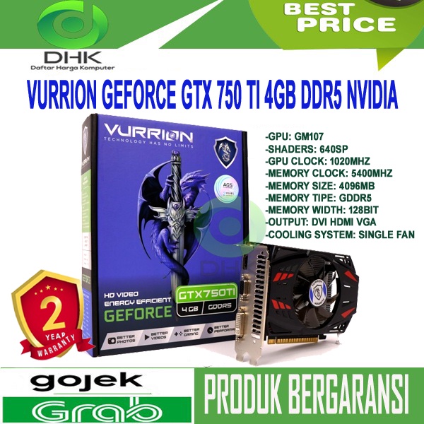 VGA VURRION GTX 750 TI 4GB DDR5 NVIDIA GEFORCE GRAPHIC CARD