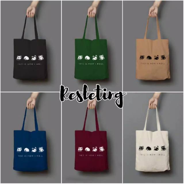 11.11 COD [RESLETING] PANDA Totebag Semi-Canvas | Totebag Besar | Totebag Laptop | Totebag Hitam | Totebag Cream | Totebag Navy | Totebag Maroon | Totebag Berkualitas