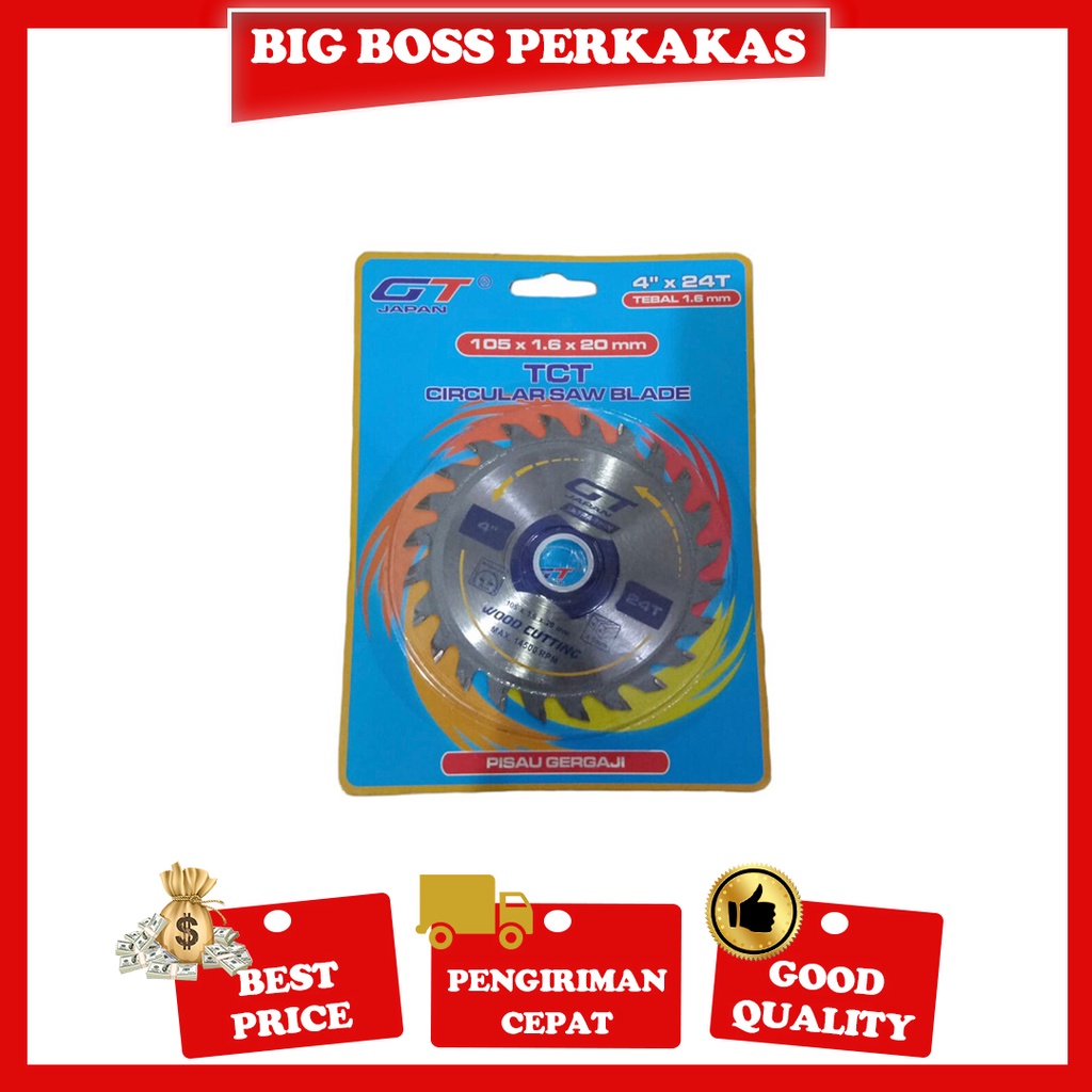 GT JAPAN Circular Saw Blade 4 x 24T ULTRA THIN Mata Pisau Potong Kayu