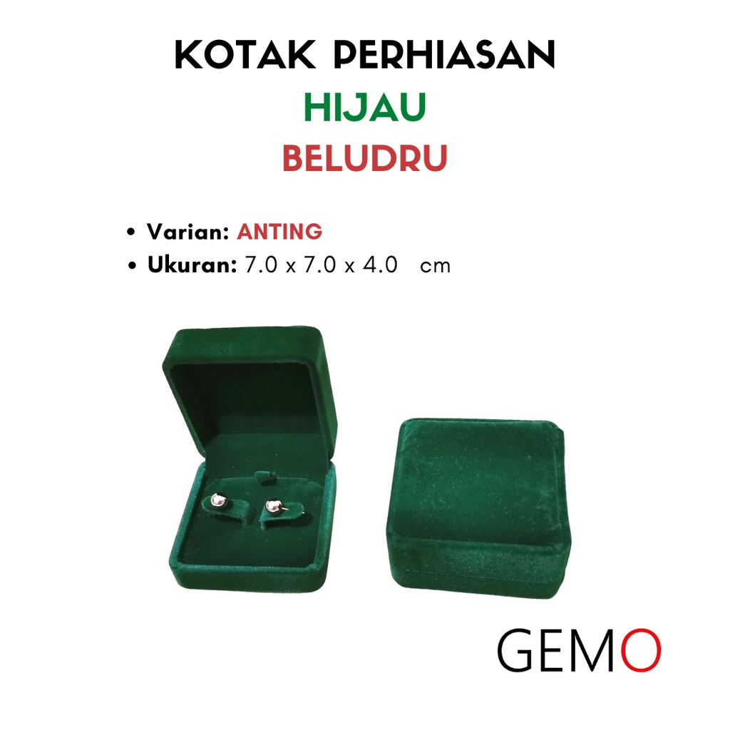 Kotak Perhiasan Warna Hijau Beludru Set / Cincin / Liontin / Gelang / Kalung Koye / Jewelry Box Unik Lucu untuk Tempat Wadah Seserahan / Akad Pernikahan / Hantaran Tunangan Harga Paling Murah cocok untuk Aksesoris Emas Berlian/ Perak Permata