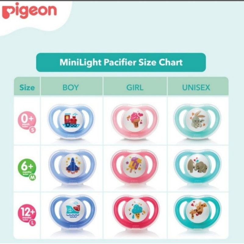 pigeon empeng bayi baby minilight pacifier 0+ 6+