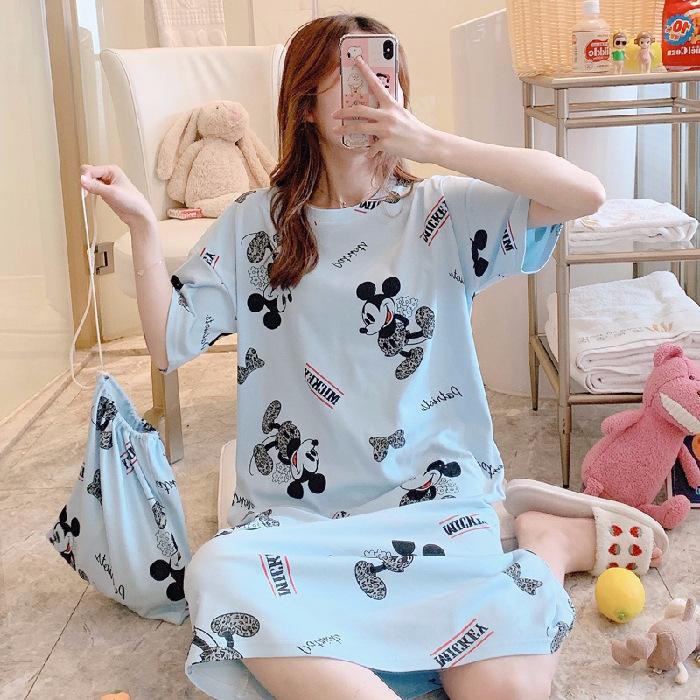 Daster Pastel Wanita Import - Sleepwear-Mcky biru