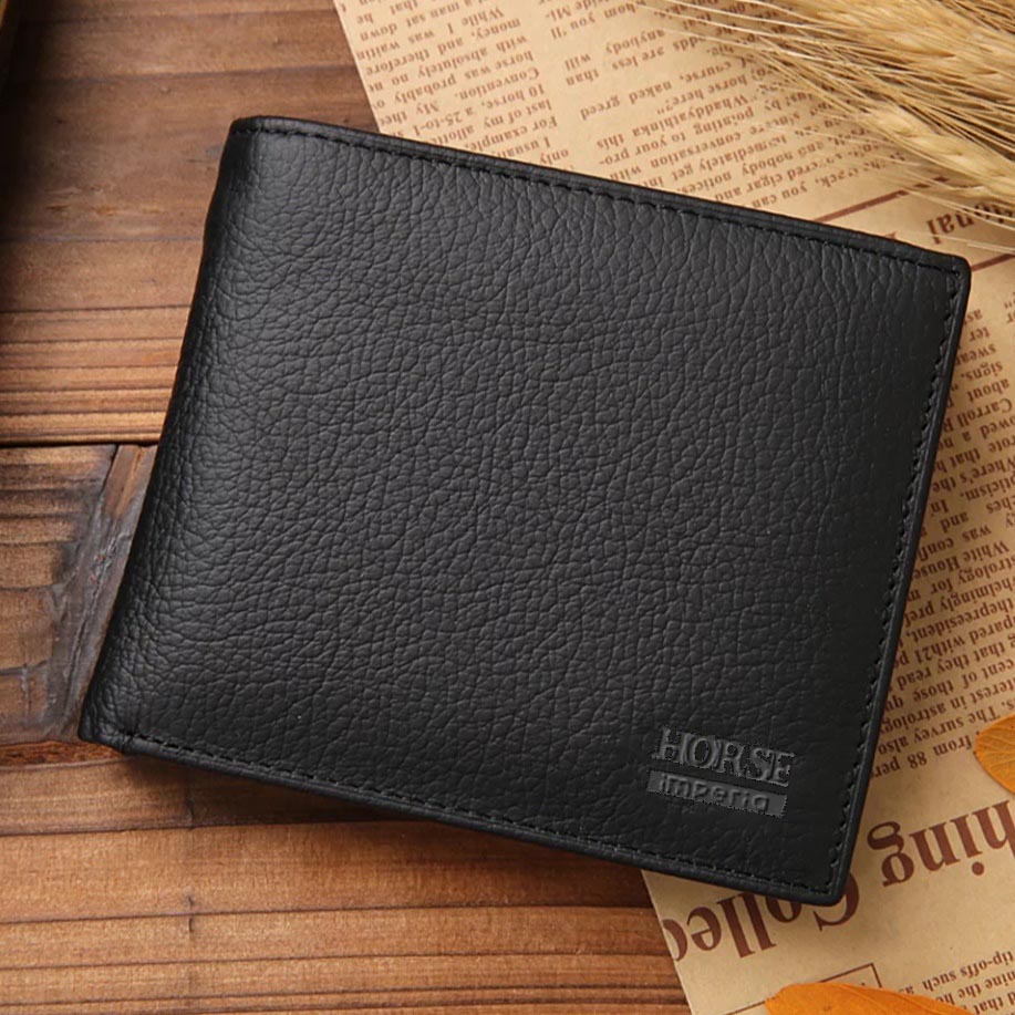 Dompet Pria Kulit Asli Model Lipat 2 Polos Dompet Kulit Sapi Asli-Coklat Tua