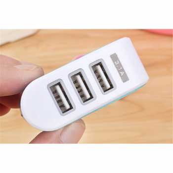 Adapter Travel Charger USB 3 Port 5V 3.1A EU Plug LED