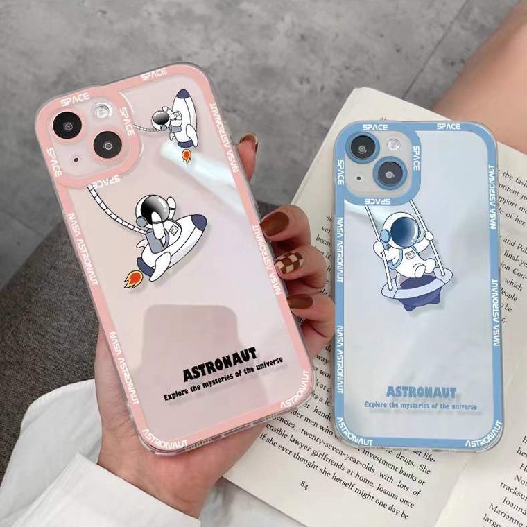 Soft Case Silikon Transparan Motif Astronot Untuk IPhone 13 12 Pro Max 11 XS XR X 8 7 6S Plus