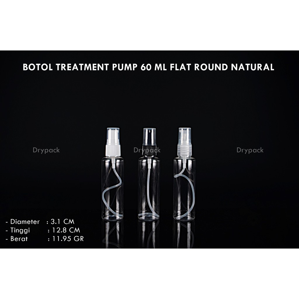 Botol Treatment pump 60 ml Flat Natural