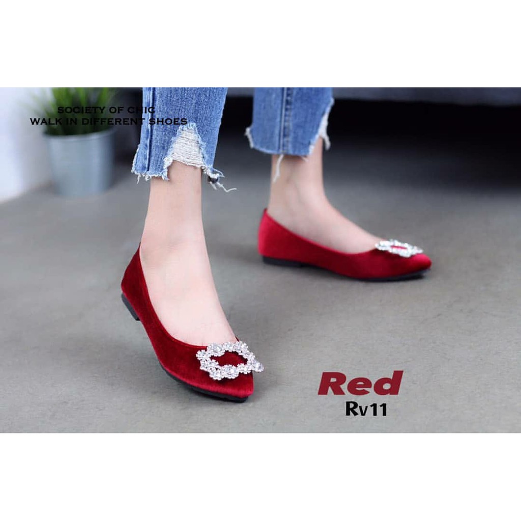 ABBUSHOES Bm 89 Flatshoes Wanita Cantik Bahan Suede Murah Berkualitas