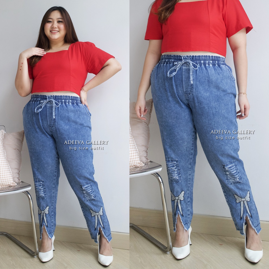 ADEEVA Claudya Pants Jumbo Celana Jeans Wanita Jumbo