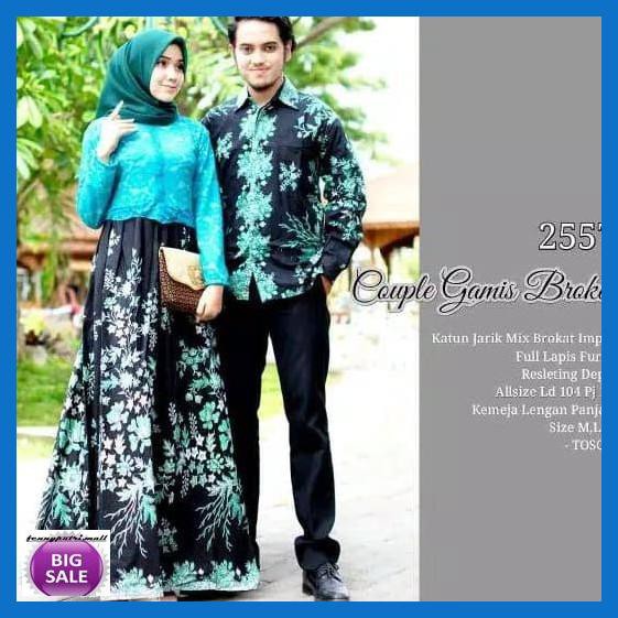 Simagwanita- Gamis Syari Muslimah Pasangan Keluarga Baju Batik Couple Muslim Dewasa - Kuning -Ori.