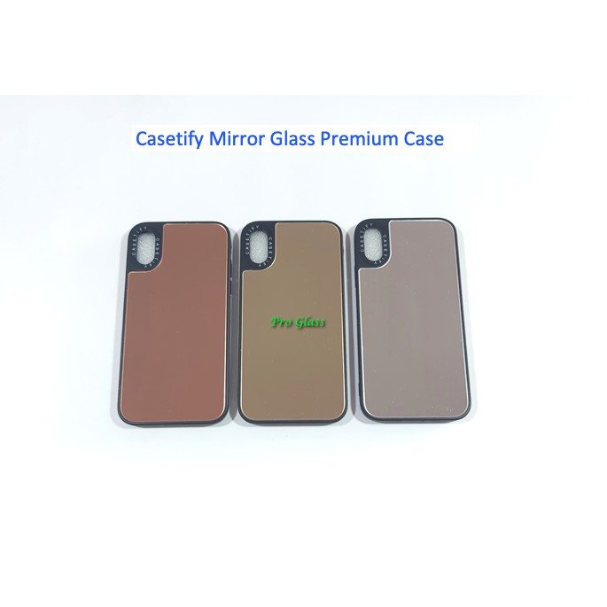 C120 Iphone 6 6+ 7 7+ 8 8+ XR X XS XS MAX Casetify Mirror Glass Case Cermin Kaca Casing Silicone