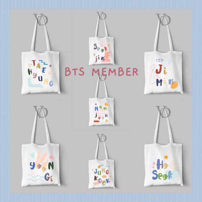 ARMY Tote bag totebag Kanvas Bergambar Tulisan Nama member KPOP