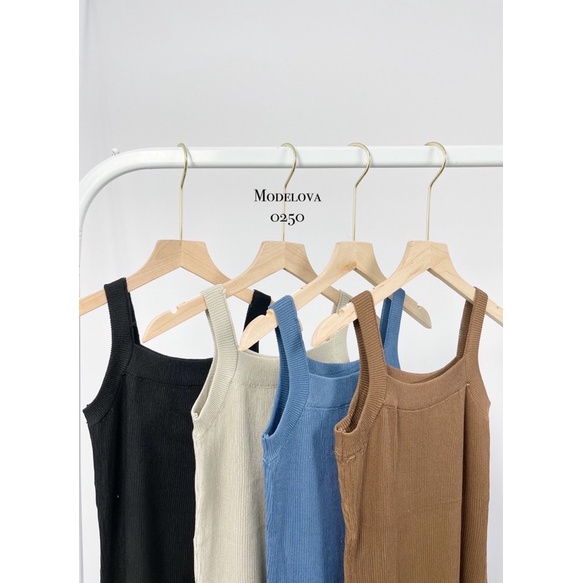 MDLV ~ 0250# Pjg Knit Cami Bodycon Dress Premium Dress Rajut Import Dress Casual Dress Best Seller Fashion Import