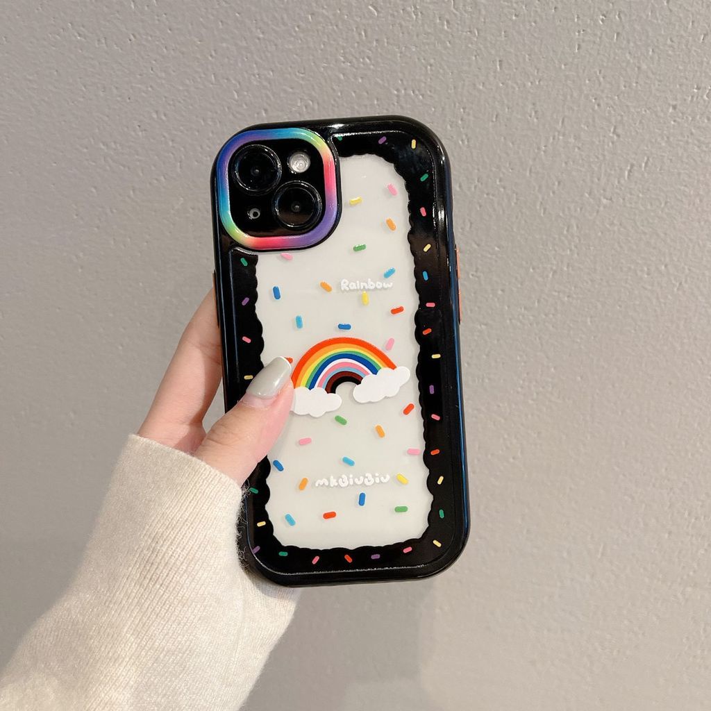 Case Transparan Desain Dot Pelangi Untuk iPhone 12 13 11 Pro Max X Xs Max Xr nbhw