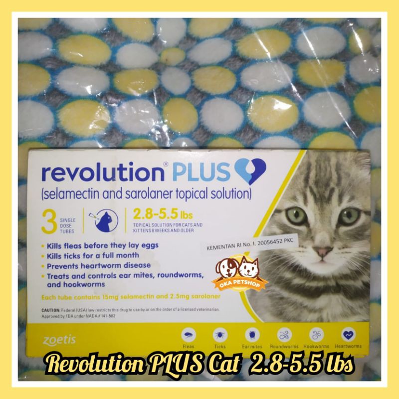 Revolution PLUS Cat Kitten 2.8 - 5.5 lbs - 1 BOX (isi 3 tube) / Obat tetes kutu kucing revolution