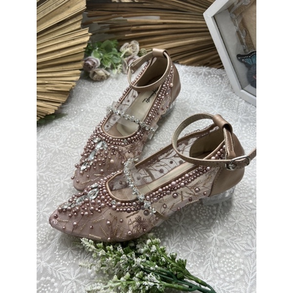 Rafaizoutfit sepatu wanita cantik rosegold vilena 3cm kaca