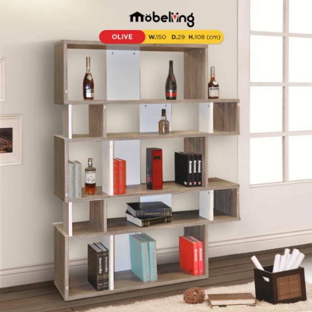 Mobeliving Furniture Rak  Buku  Olive  Shopee Indonesia