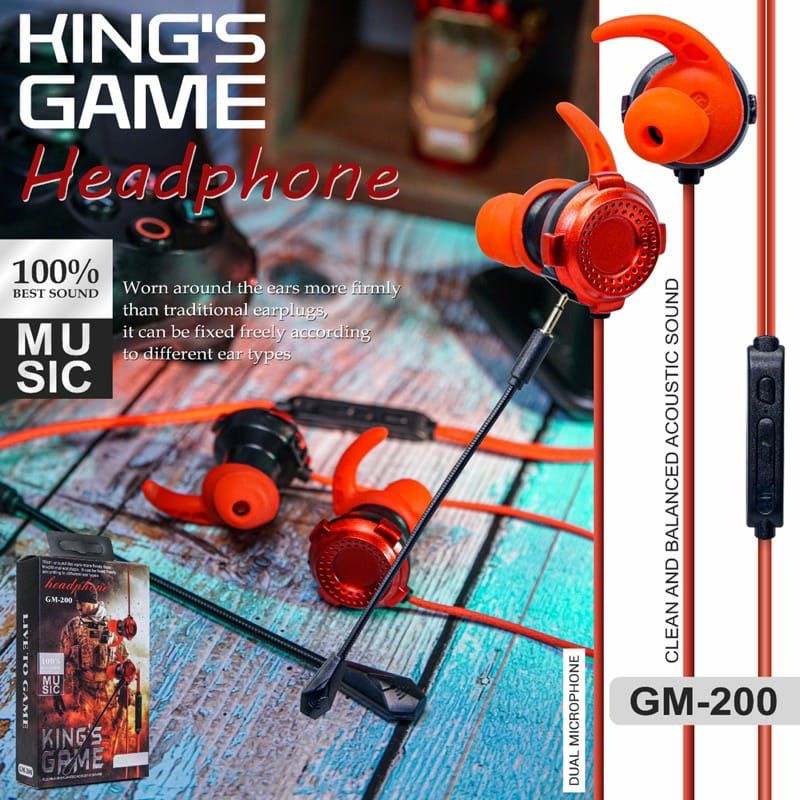 HF HEADSET/EARPHONE GAMING KING GAME GM-200 + MICROPHONE 100% BEST SOUND