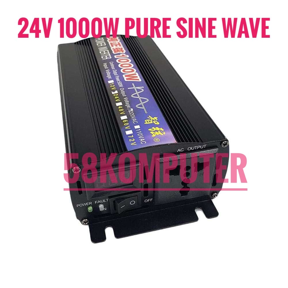 Car Power Inverter Mobil Pure Sine Wave Dc To Ac DC 12V/24V AC 220V 1000Watt Inverter Mengubah Arus Dc ke Ac 1000Watt Port LED