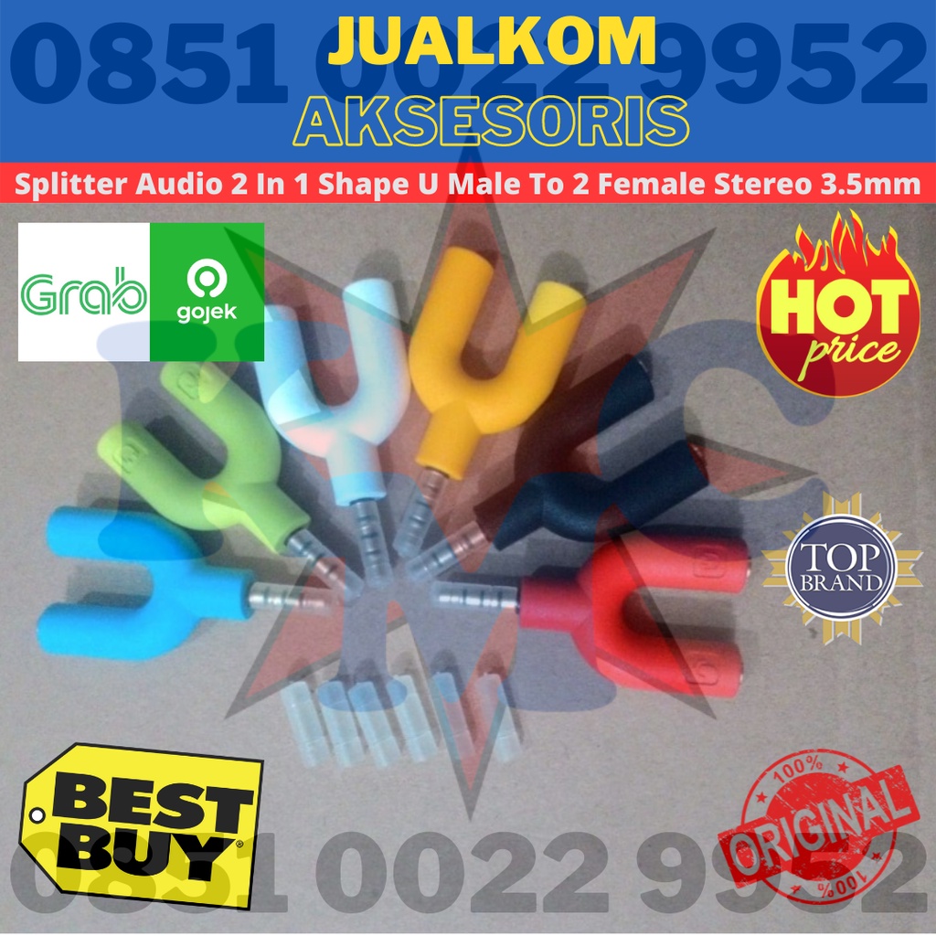 Splitter Audio 2 In 1 Shape U Male To 2 Female Stereo 3.5mm