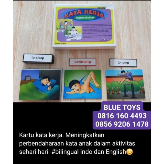 Kartu Kata Kerja Anak/Alat Terapi Wicara IQ Development/Kartu Perilaku Autis
