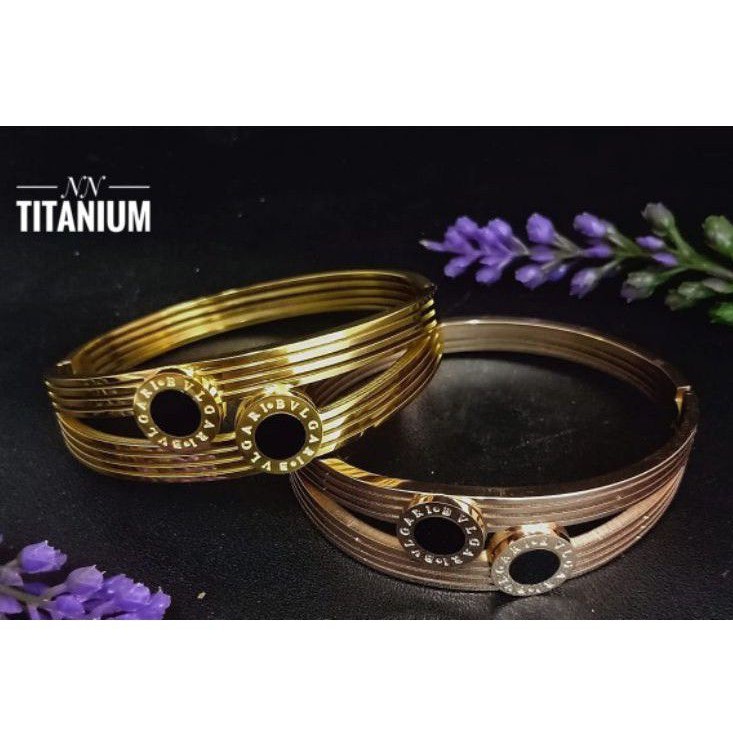 (NOV) PROMO Set Perhiasan TITANIUM Anti Karat Gelang Ring Bvlgari Gold Rosegold Modis Xuping Realpic