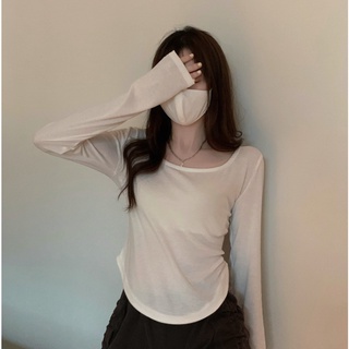 DF BJ256 Baju Wanita Fasion Lengan Panjang Kaos Polos Wanita Korea Spandek long Sleeve