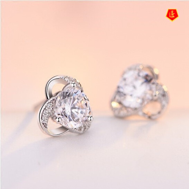 [Ready Stock]Women's Exquisite Cute Flowers Rhinestone Earrings