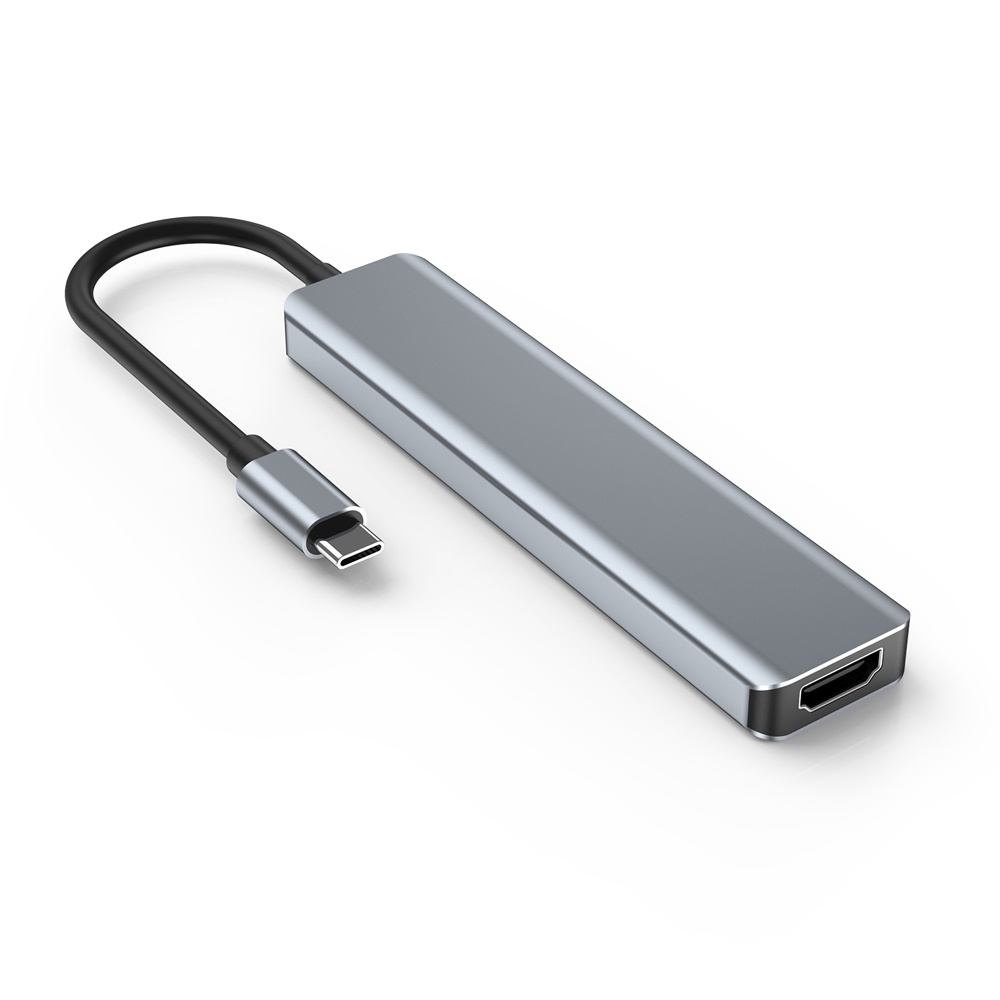 IPHub USB Type C Hub Adapter HDMI + USB 3.0 + USB Type C + Card Reader - YG-2121 - Silver